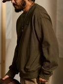 "Cat Wearing Helmet" Print & Karaku Logo Embroidery V-Gusset Sweatshirt