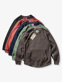 Heavyweight Crewneck Sweatshirt with Suede Elbow Patches and Loop-Back Lining