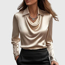 Sylvie | Blouse with luxurious shine and pleated collar