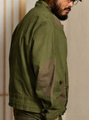 Cotton Piqué Panel Swedish Military Motorcycle Jacket with Hook Buttons