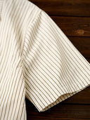 "KaraKu" Diamond Embroidered Logo Pinstripe Open Collar Shirt