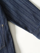 Jacquard Stripe V-Neck Denim Jacket