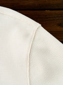 Waffle Henley Neck Long Sleeve T-Shirt with Turquoise-Style 3 Buttons