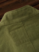 Cotton Piqué Panel Swedish Military Motorcycle Jacket with Hook Buttons