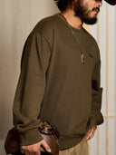 "Cat Wearing Helmet" Print & Karaku Logo Embroidery V-Gusset Sweatshirt