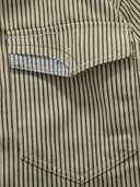Hickory Stripe Work Shirt with Color-Block Accents