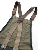 Distressed Finish Color-Block Pocket Combination Overalls