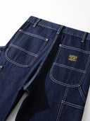 Raw Denim & Striped Denim Multi-Pocket Work Pants