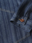 Jacquard Stripe V-Neck Denim Jacket