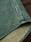 Denim Work Shirt with Retro Print and Corduroy Contrast Collar