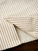 "KaraKu" Diamond Embroidered Logo Pinstripe Open Collar Shirt