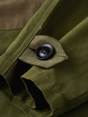 Cotton Piqué Panel Swedish Military Motorcycle Jacket with Hook Buttons