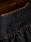 Elbow Corduroy Patches Collarless Denim Jacket