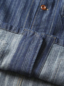 Jacquard Stripe V-Neck Denim Jacket