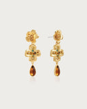 Amber Dew Floral Cross - Earrings - Stainless steel