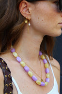 Pearl - Natural stone - Dubbele oorbel - Stainless Steel