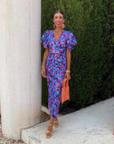 Loren - Abito con maniche a sbuffo vibrante