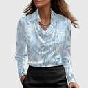 Sylvie | Blouse with luxurious shine and pleated collar