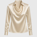Sylvie | Blouse with luxurious shine and pleated collar